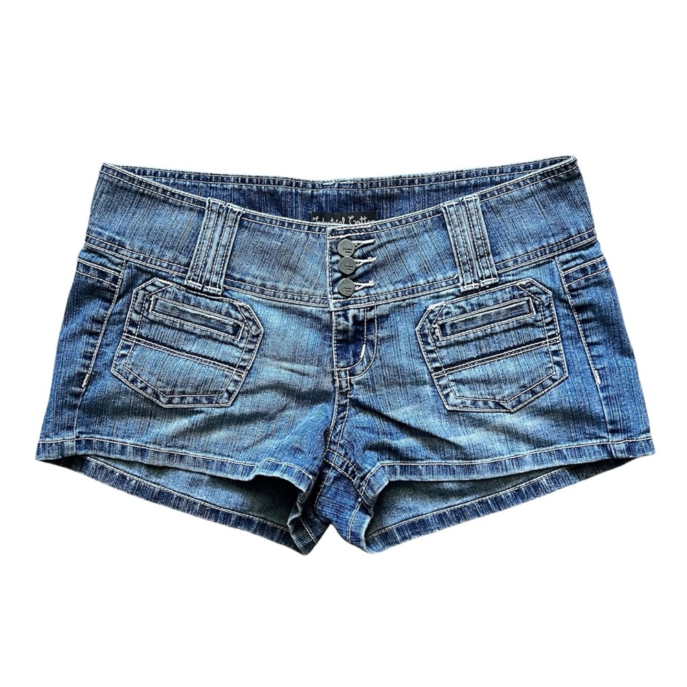 Industrial Cotton Faded Medium Denim Button Jean Shorts Size 11